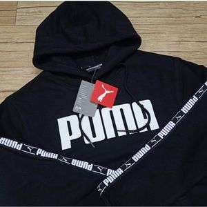 PUMA Hoodie with Stripe Hands Puma Big Logo Brand New Hooded Black & Gray color